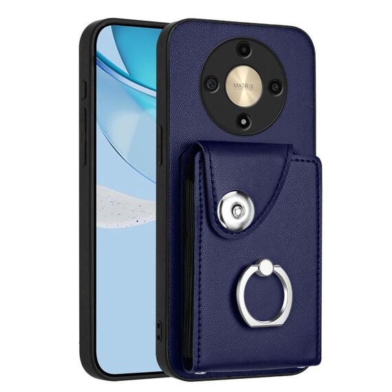 Per Honor X9b / Magic6 Lite Custodia per telefono PU con supporto per anello e borsa per carte di organi (blu)