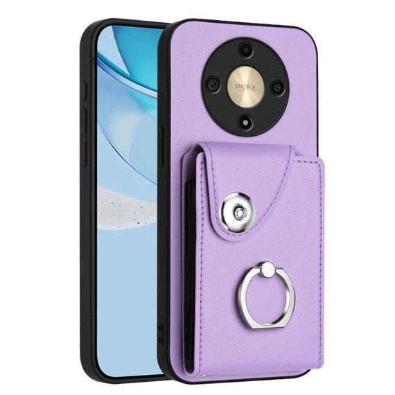 Per Honor X9b / Magic6 Lite Custodia per telefono in PU con supporto per anello e borsa per carte di organi (viola)