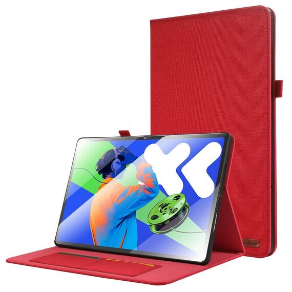 Per Lenovo Xiaoxin Pad Pro 12.7 2025 Custodia in tessuto e pelle per tablet (rosso)