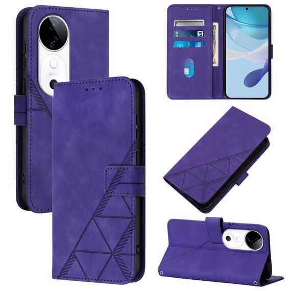 Per vivo S19 Custodia a tracolla in pelle con stampa 3D (viola)