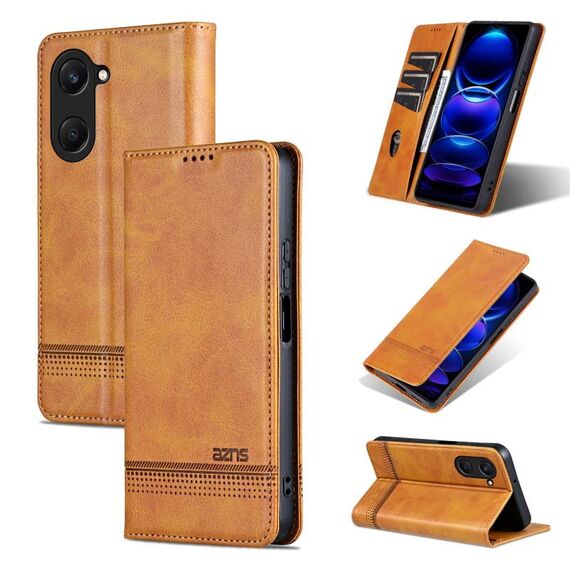 Per vivo Y18 / Y18s AZNS Custodia per telefono in pelle di vitello con texture magnetica (marrone chiaro)