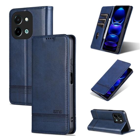 Per vivo Y28 4G AZNS Custodia per telefono in pelle di vitello con texture magnetica (blu scuro)