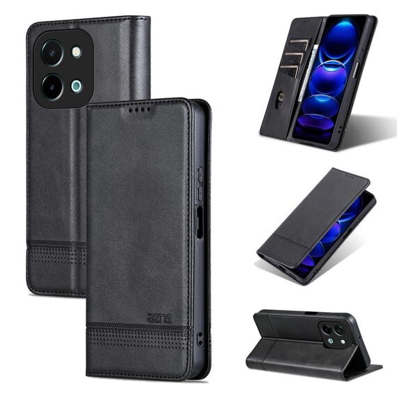 Per vivo Y28 4G AZNS Custodia per telefono in pelle di vitello con texture magnetica (nero)