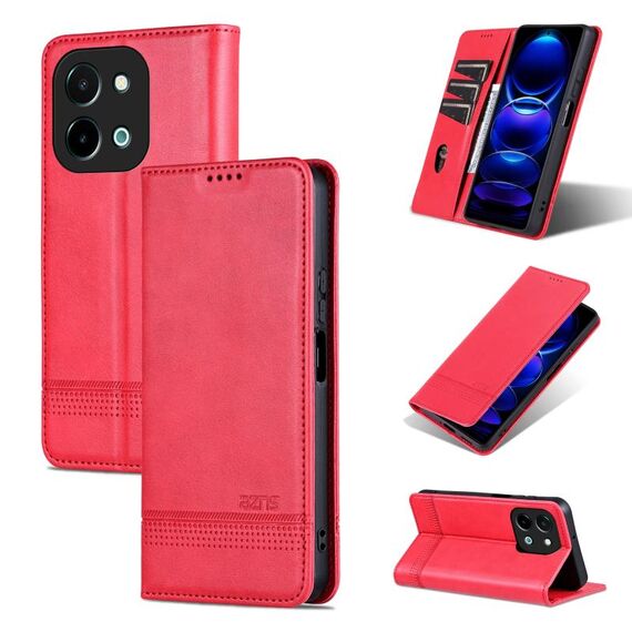 Per vivo Y28 4G AZNS Custodia per telefono in pelle di vitello con texture magnetica (rosso)