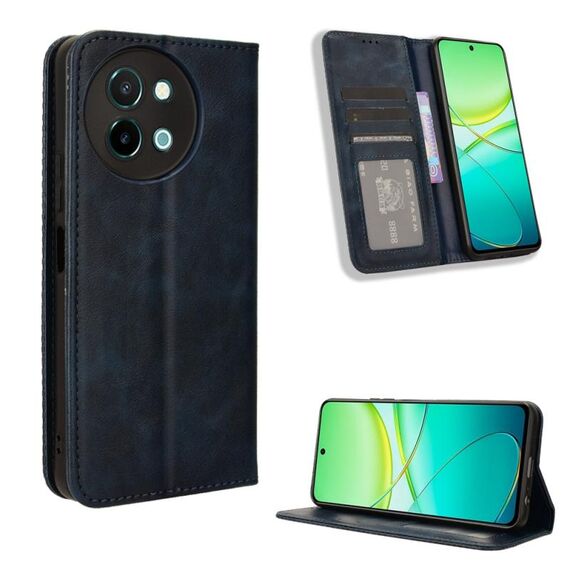 Per vivo Y58 5G Custodia per telefono in pelle con fibbia magnetica e texture retrò (blu)