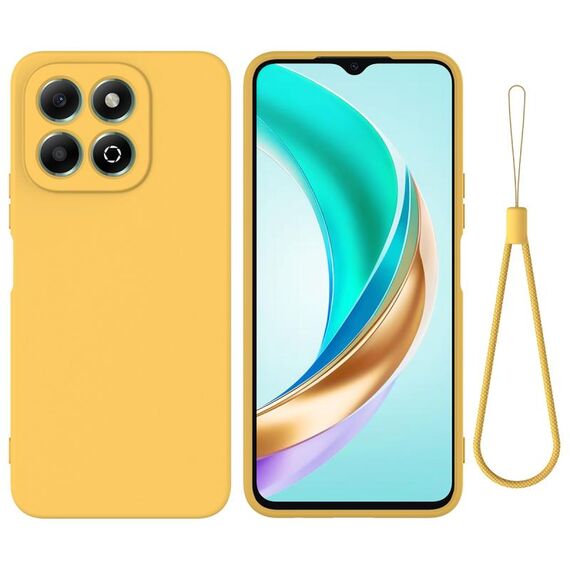 Per Honor X6b Custodia antiurto in silicone liquido di colore puro (giallo)