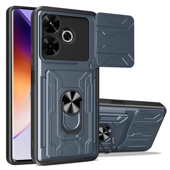Per Xiaomi Redmi 13 4G Global Sliding Camshield TPU+PC Custodia per telefono con slot per schede (grigio)