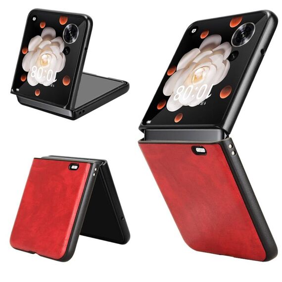 Custodia per telefono con retro in tessuto Litchi per Honor Magic V Flip (rosso)