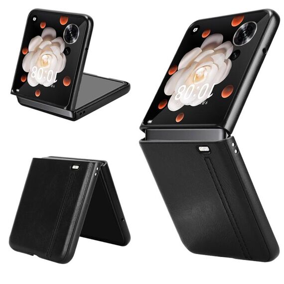 Custodia per telefono con motivo a mucca per Honor Magic V Flip (nero)