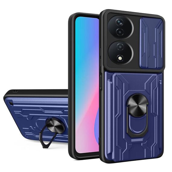 Per Honor X7b Custodia per telefono scorrevole Camshield TPU+PC con slot per schede (blu)