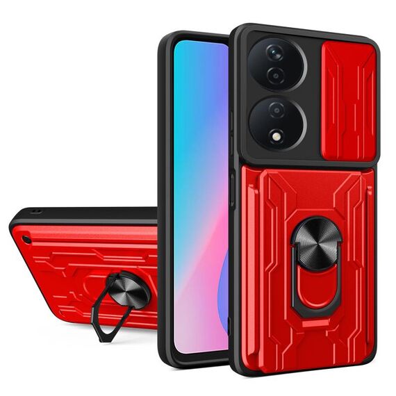 Per Honor X7b Custodia per telefono scorrevole Camshield TPU+PC con slot per schede (rosso)