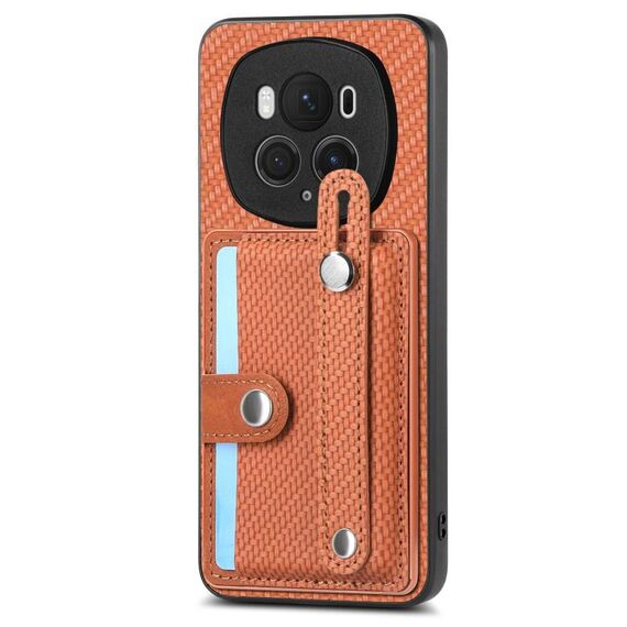 Per Honor Magic 6 5G Polsino Cavalletto Porta carte Portafoglio Cover posteriore Custodia per telefono con coltello per utensili (Marrone)