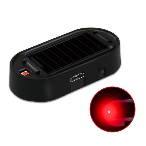 Spia LED antifurto analogico solare per auto (luce rossa con guscio nero)