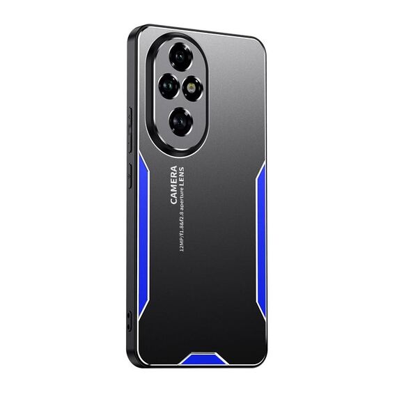 Custodia per telefono ibrida in metallo TPU per Honor 200 Pro Blade Series (blu)