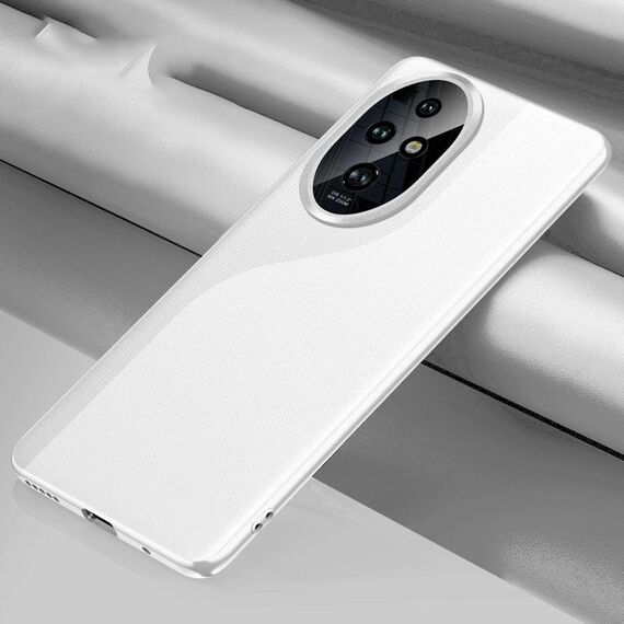 Custodia per telefono antiurto all-inclusive in pelle tinta unita per Honor 200 Pro (bianca)