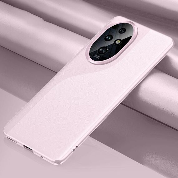 Custodia per telefono antiurto all-inclusive in pelle tinta unita per Honor 200 Pro (rosa)