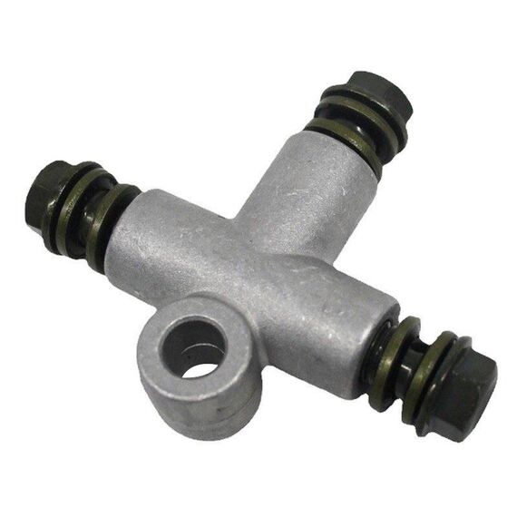 Interfaccia connettore a tre vie per tubo olio freno ATV da 10 mm