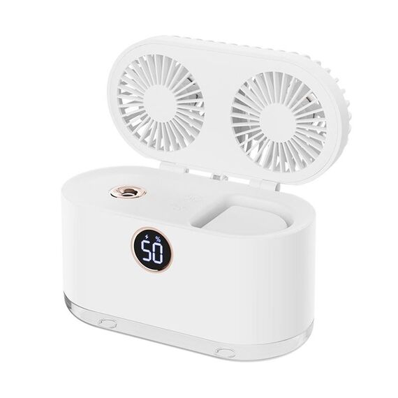 WT-818 Raffreddatore per umidificazione con luce notturna con display digitale intelligente a spruzzo a doppia foglia (bianco)
