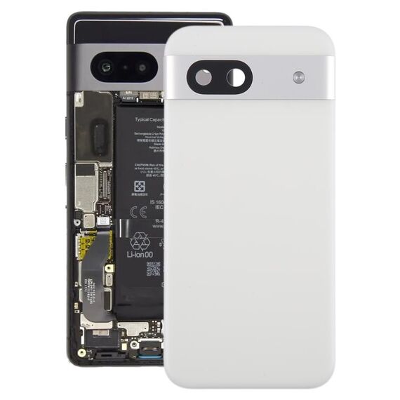Per Google Pixel 8a Cover posteriore batteria originale con copriobiettivo fotocamera (Argento)