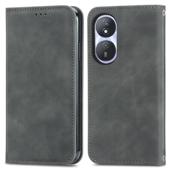 Custodia in pelle magnetica con flip per telefono For Honor Play 50 Plus Retro Skin Feel (grigio)