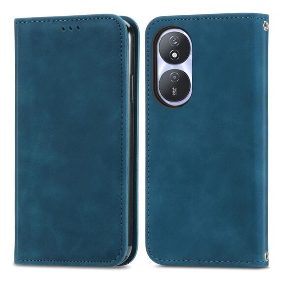 Per Honor Play 50 Plus Custodia per telefono in pelle con vibrazione magnetica retrò Skin Feel (blu)