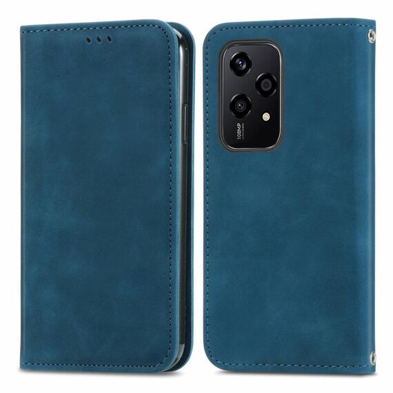 Custodia per telefono in pelle magnetica Flip For Honor 200 Lite Global Retro Skin Feel (blu)