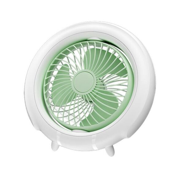 Ventilatore pieghevole da tavolo con luce notturna Mini ventilatore da campeggio sospeso, colore: verde base
