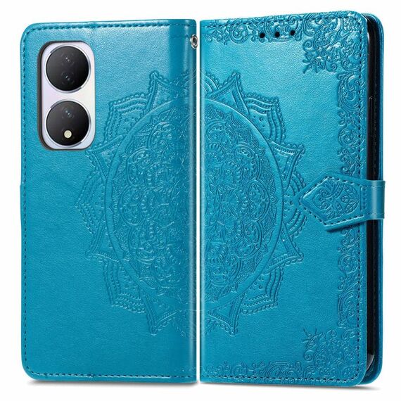 Per vivo Y100 IDN Mandala Flower Custodia in pelle goffrata (blu)