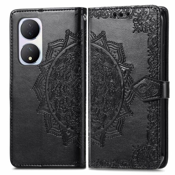 Per vivo Y100 IDN Mandala Fiore Custodia in pelle goffrata (Nero)