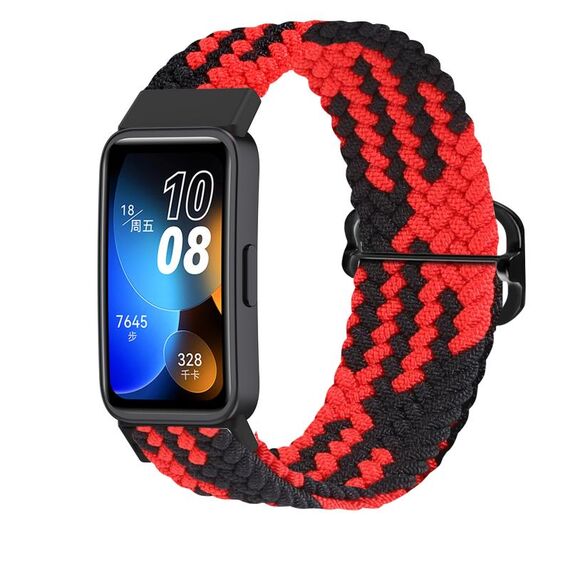 Per cinturino intrecciato con fibbia scorrevole regolabile Huawei Band 9 (rosso nero)