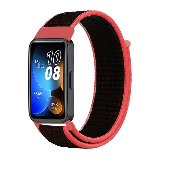 Per cinturino Huawei Watch 9/9 NFC cinturino in nylon con gancio e chiusura ad anello (rosso nero)
