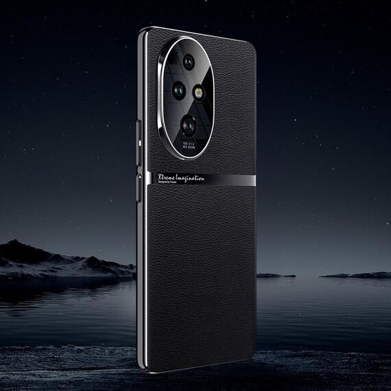 Per Honor 200 Pro Custodia per telefono antiurto all-inclusive in pelle liscia galvanica (nera)
