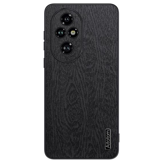 Per Honor 200 Pro Custodia per telefono antiurto in pelle corteccia di albero (nera)