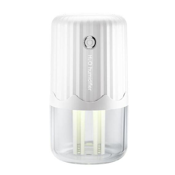 T06 Umidificatore d'aria a doppio spruzzo per uso domestico con luce notturna per atmosfera di grande capacità, colore: bianco, plug-in