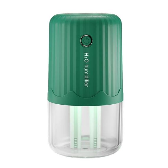 T06 Umidificatore d'aria a doppio spruzzo per uso domestico con luce notturna ad atmosfera di grande capacità, Colore: verde Plug-in