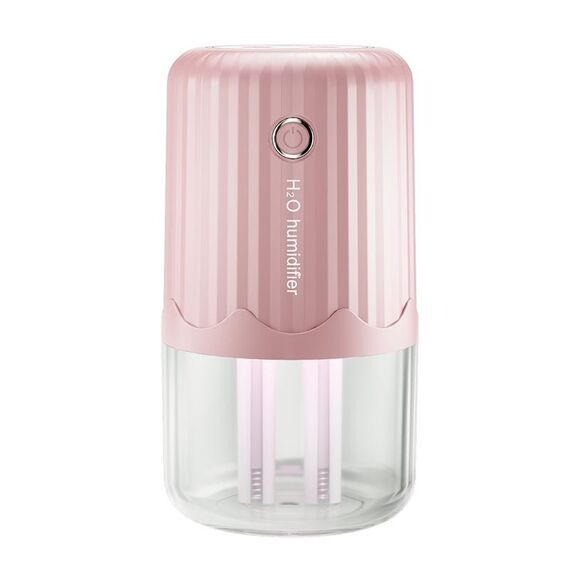 T06 Umidificatore d'aria a doppio spruzzo per uso domestico con luce notturna per atmosfera di grande capacità, Colore: rosa Plug-in
