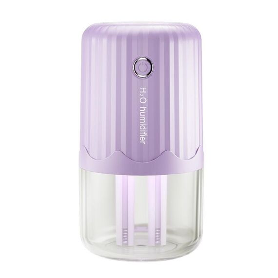 T06 Umidificatore d'aria a doppio spruzzo per uso domestico con luce notturna ad atmosfera di grande capacità, Colore: batteria viola