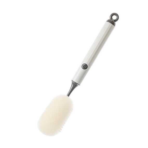 Spazzola per tazza di pulizia doppia rimovibile con manico lungo, spugna, spazzola per bottiglie termiche in vetro da vino (grigio)