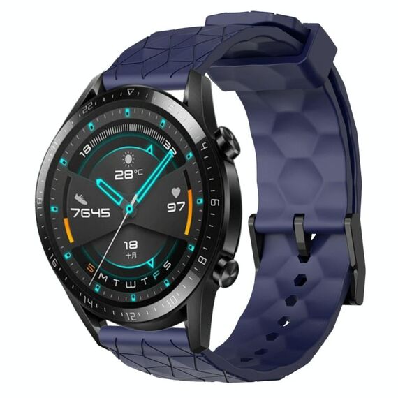 Per Huawei GT2 46mm 22mm Cinturino per orologio in silicone tinta unita con motivo a calcio (blu navy)