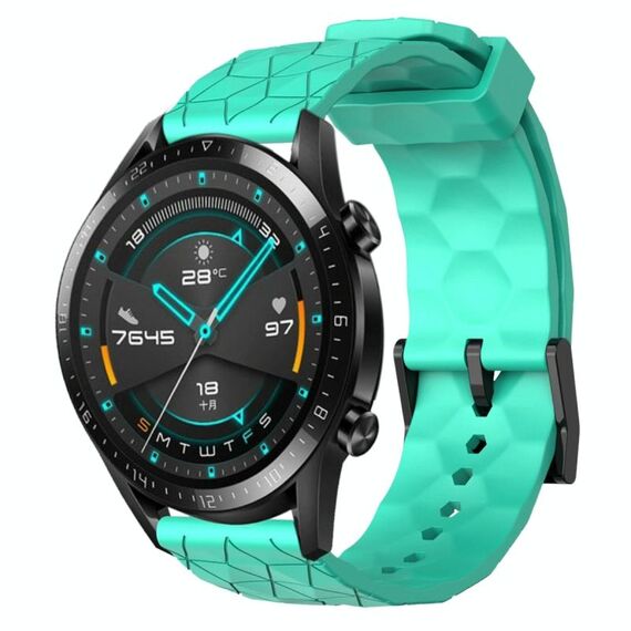 Per Huawei GT2 46mm 22mm Cinturino per orologio in silicone tinta unita con motivo a calcio (verde acqua)