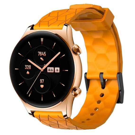 For Honor Watch GS 3 22mm Cinturino in silicone a tinta unita con motivo calcio (giallo)