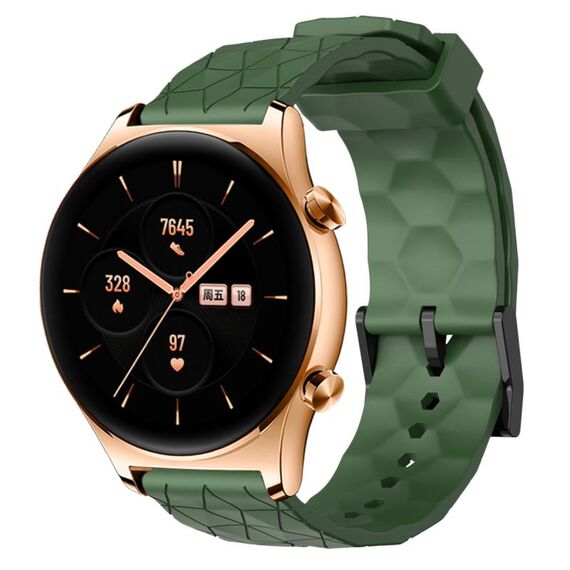 For Honor Watch GS 3 22mm Cinturino in silicone a tinta unita con motivo calcio (verde militare)