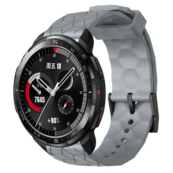 For Honor Watch GS Pro 22mm Cinturino per orologio in silicone tinta unita con motivo a calcio (grigio)