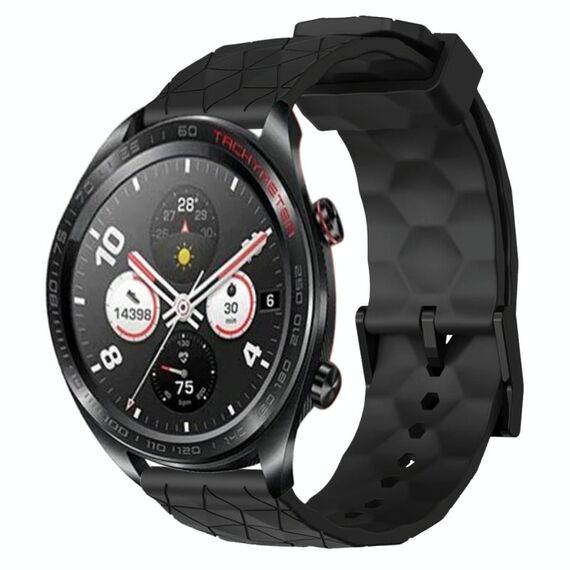 For Honor Watch Dream 22mm Cinturino per orologio in silicone tinta unita con motivo a calcio (nero)