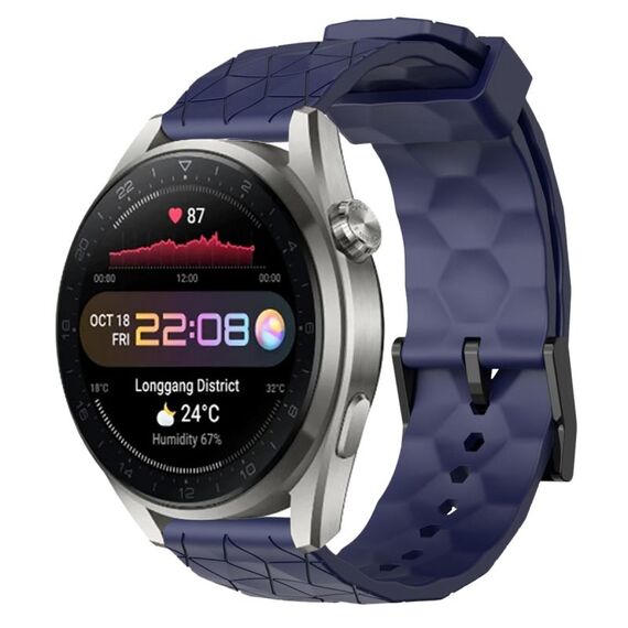 Per Huawei Watch 3 Pro Nuovo cinturino in silicone tinta unita da 22 mm con motivo a calcio (blu navy)