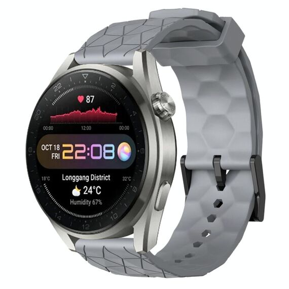 Per Huawei Watch 3 Pro Nuovo cinturino in silicone tinta unita da 22 mm con motivo a calcio (grigio)