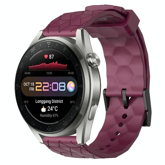 Per Huawei Watch 3 Pro Nuovo cinturino in silicone a tinta unita con motivo calcio da 22 mm (rosso vino)