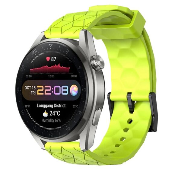 Per Huawei Watch 3 Pro Nuovo cinturino in silicone tinta unita da 22 mm con motivo a calcio (verde lime)