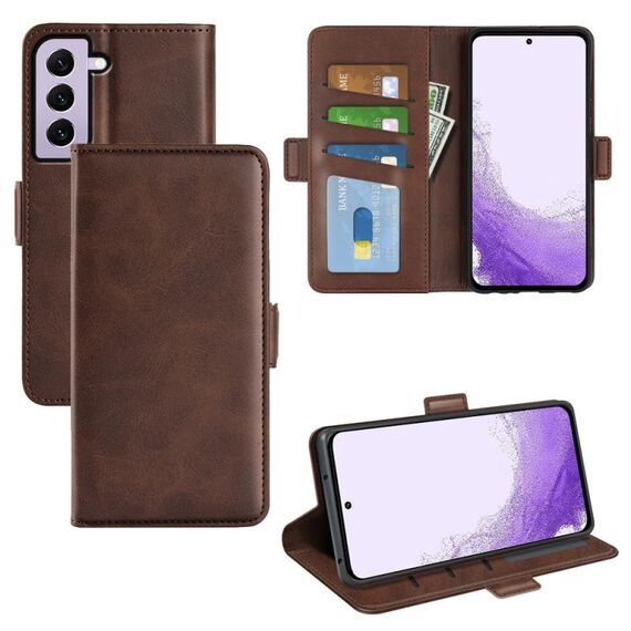 Per Samsung Galaxy S23 5G Custodia per telefono in pelle con fibbia magnetica a doppio lato (marrone)