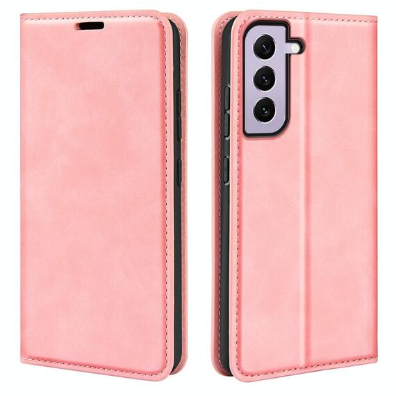 Per Samsung Galaxy S23 5G Custodia in pelle con ventosa magnetica retro-pelle (rosa)